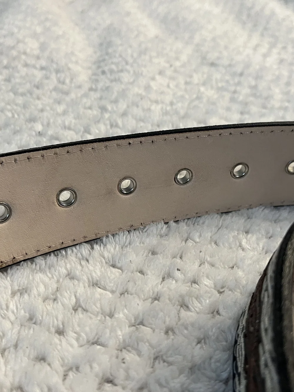 Embroidered Black & Brown Men's Leather Belt with Silver Stitching